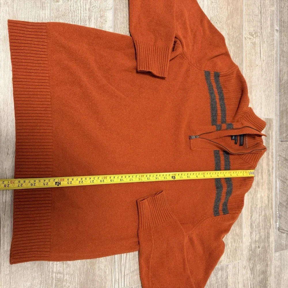Men's Banana Republic‎ Italian Yarn  Merino Wool Sweater 1/4 Zip Orange Sz Large